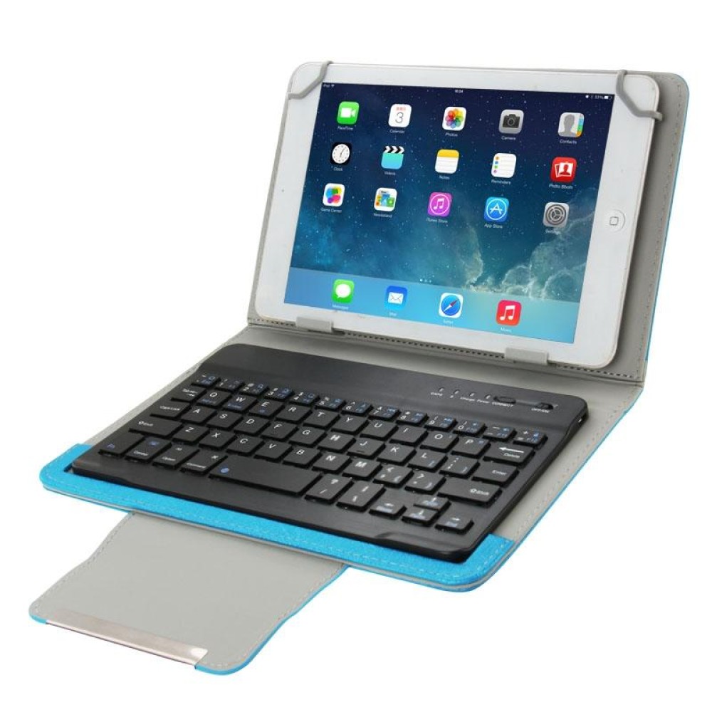 Universal Leather Tablet Case with Separable Bluetooth Keyboard and Holder for 10.1 inch Tablet PC(Blue)