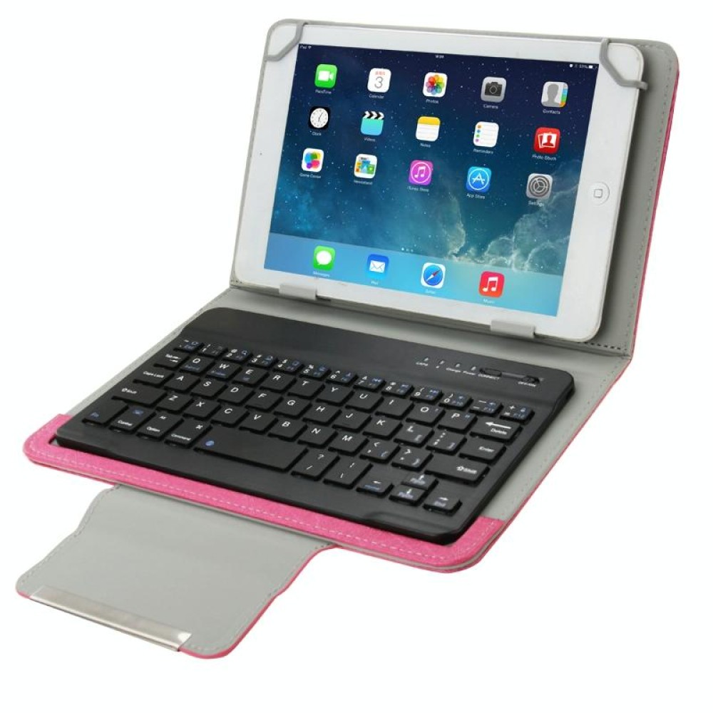 Universal Leather Tablet Case with Separable Bluetooth Keyboard and Holder for 10.1 inch Tablet PC(Magenta)