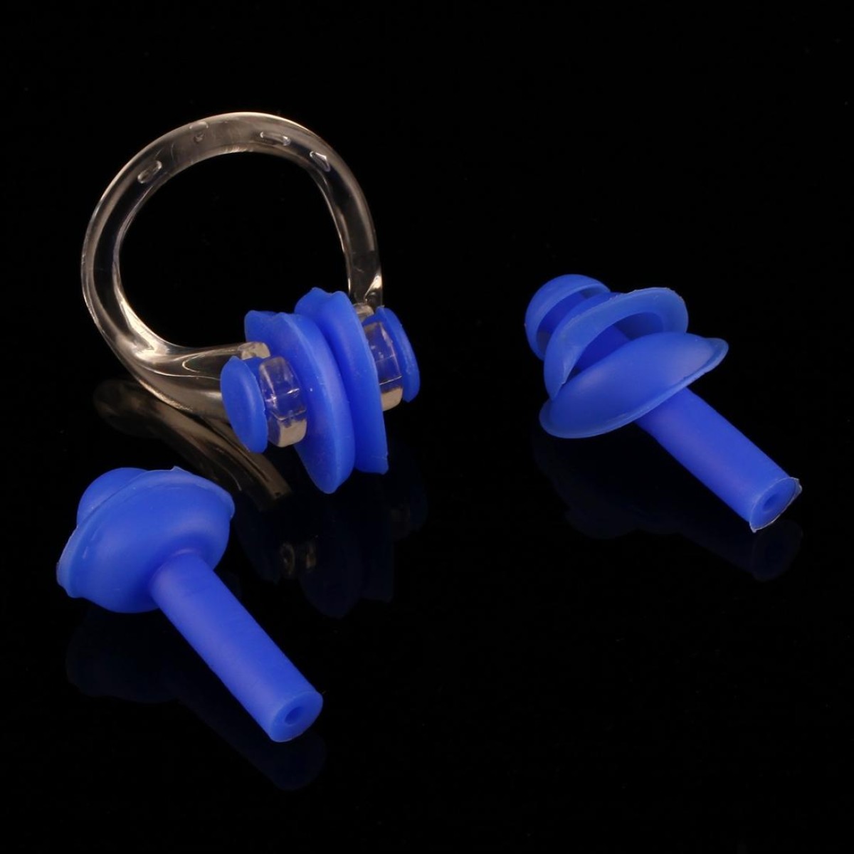Soft Silicone Swimming Nose Clip and Ear Plug Set Earplug, Random Color Delivery(Blue)