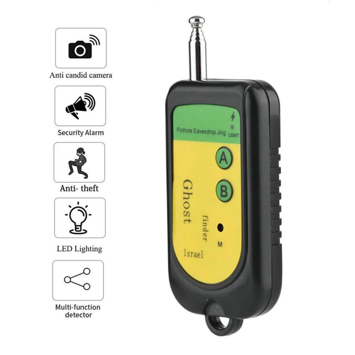 Ghost Detector Signal Bug RF Detector Finder Scanner Monitor Checker Pinhole Surveillance Camera Wireless Device(Black)