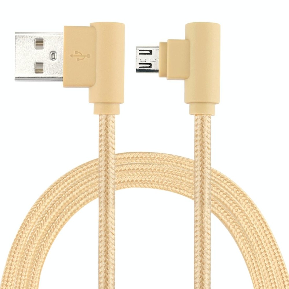 25cm USB to Micro USB Nylon Weave Style Double Elbow Charging Cable, For Samsung / Huawei / Xiaomi / Meizu / LG / HTC and Other Smartphones (Gold)