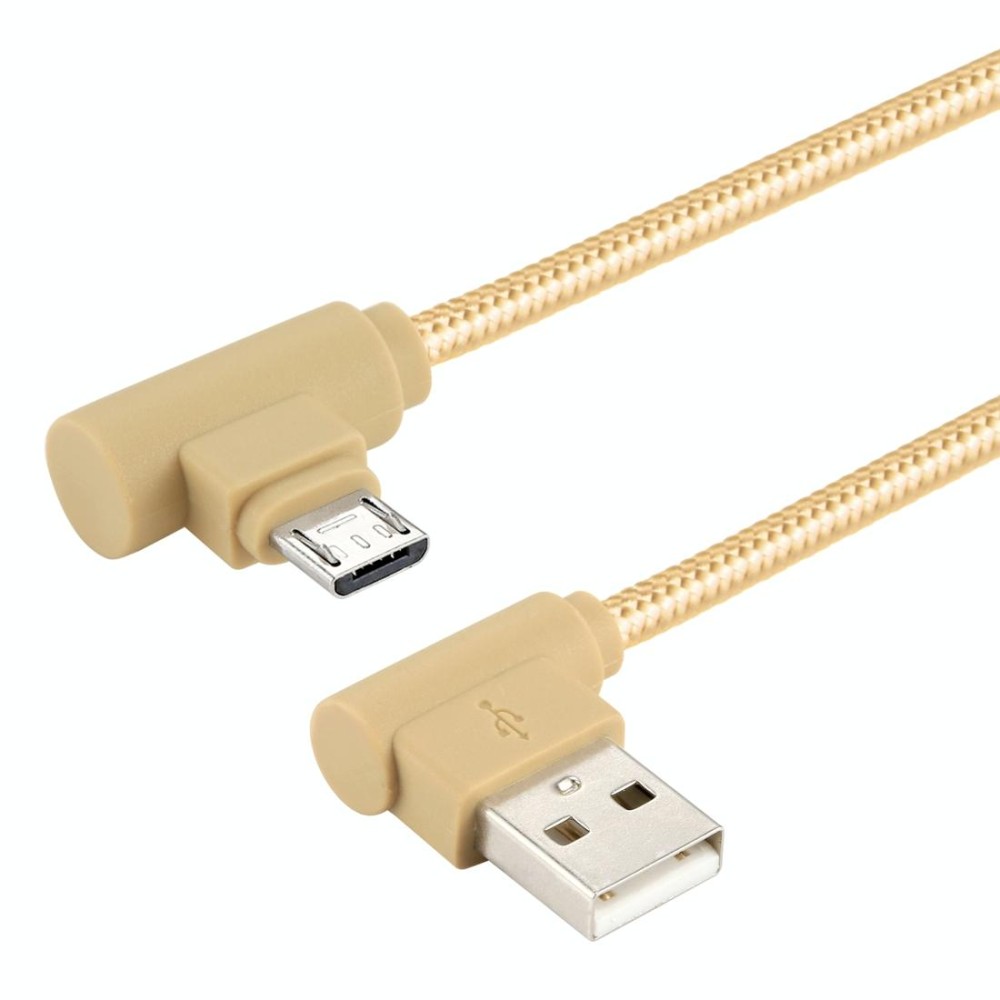 25cm USB to Micro USB Nylon Weave Style Double Elbow Charging Cable, For Samsung / Huawei / Xiaomi / Meizu / LG / HTC and Other Smartphones (Gold)