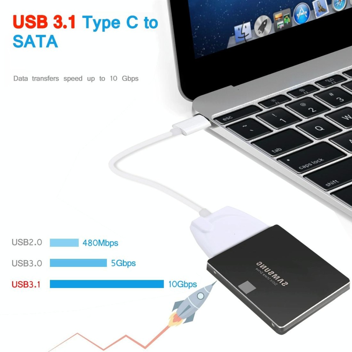 USB-C / Type-C To 22 Pin SATA Hard Drive Adapter Cable Converter, Total Length: about 23cm