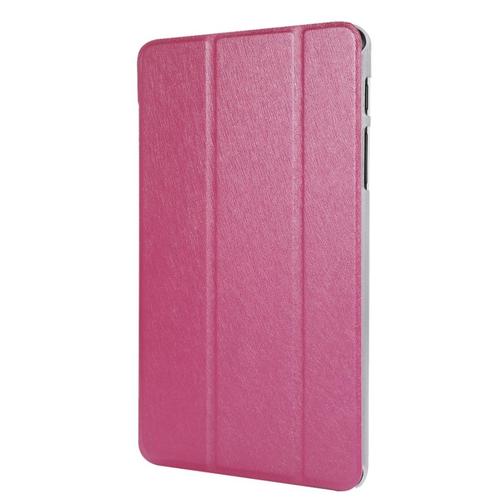 Silk Texture Horizontal Flip Leather Case with Three-Folding Holder for Galaxy Tab P200(Magenta)