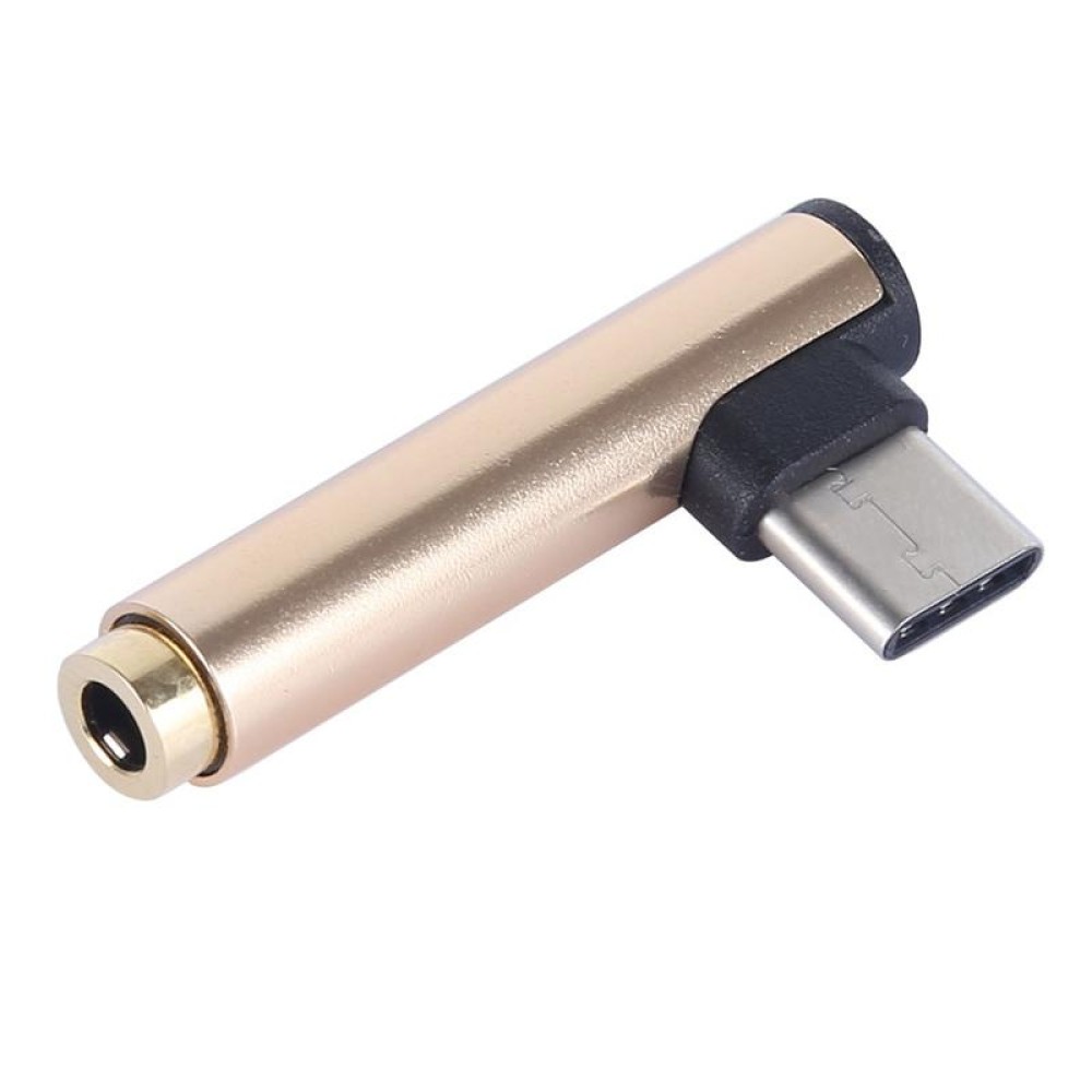 Type-C Male to 3.5mm Female L-type Stereo Audio Headphone Jack Adapter(Gold)