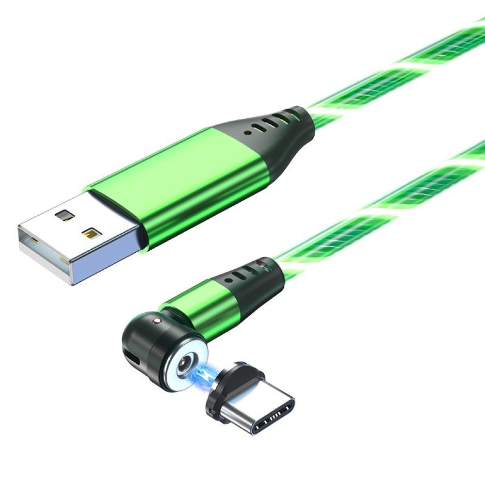 2.4A USB to USB-C / Type-C 540 Degree Bendable Streamer Magnetic Data Cable, Cable Length: 1m (Green)