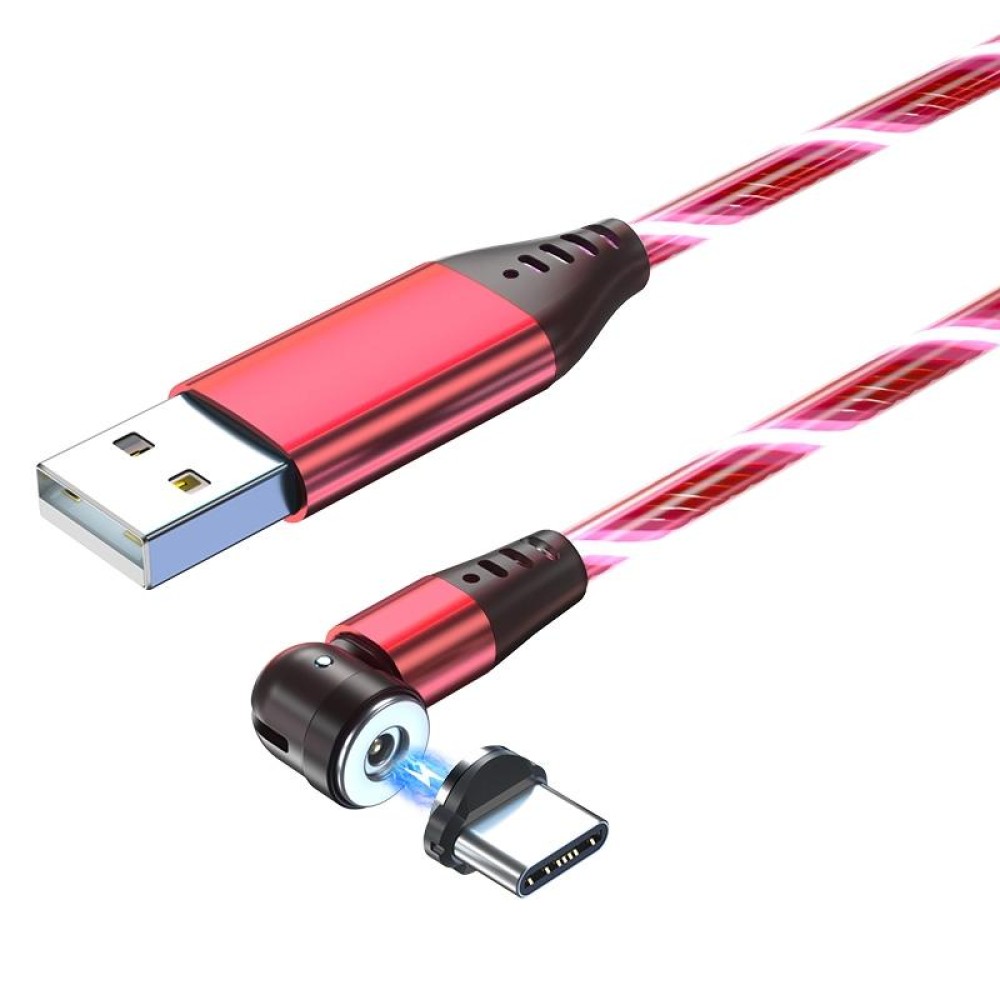 2.4A USB to USB-C / Type-C 540 Degree Bendable Streamer Magnetic Data Cable, Cable Length: 1m (Red)