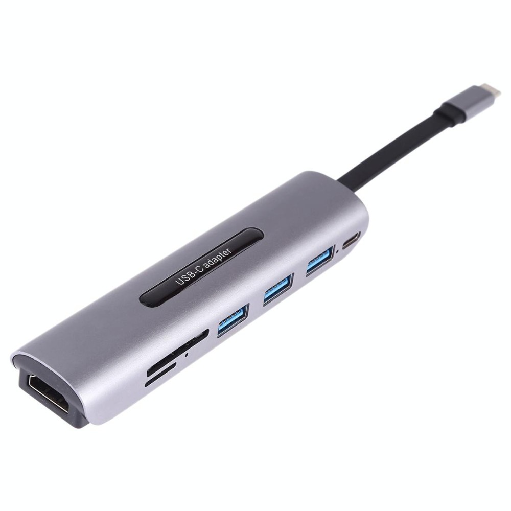 V157A 7 in 1 USB-C / Type-C to PD + USB 3.0 x 3 + SD + TF + HDMI Ports HUB Docking Station & Cardreader