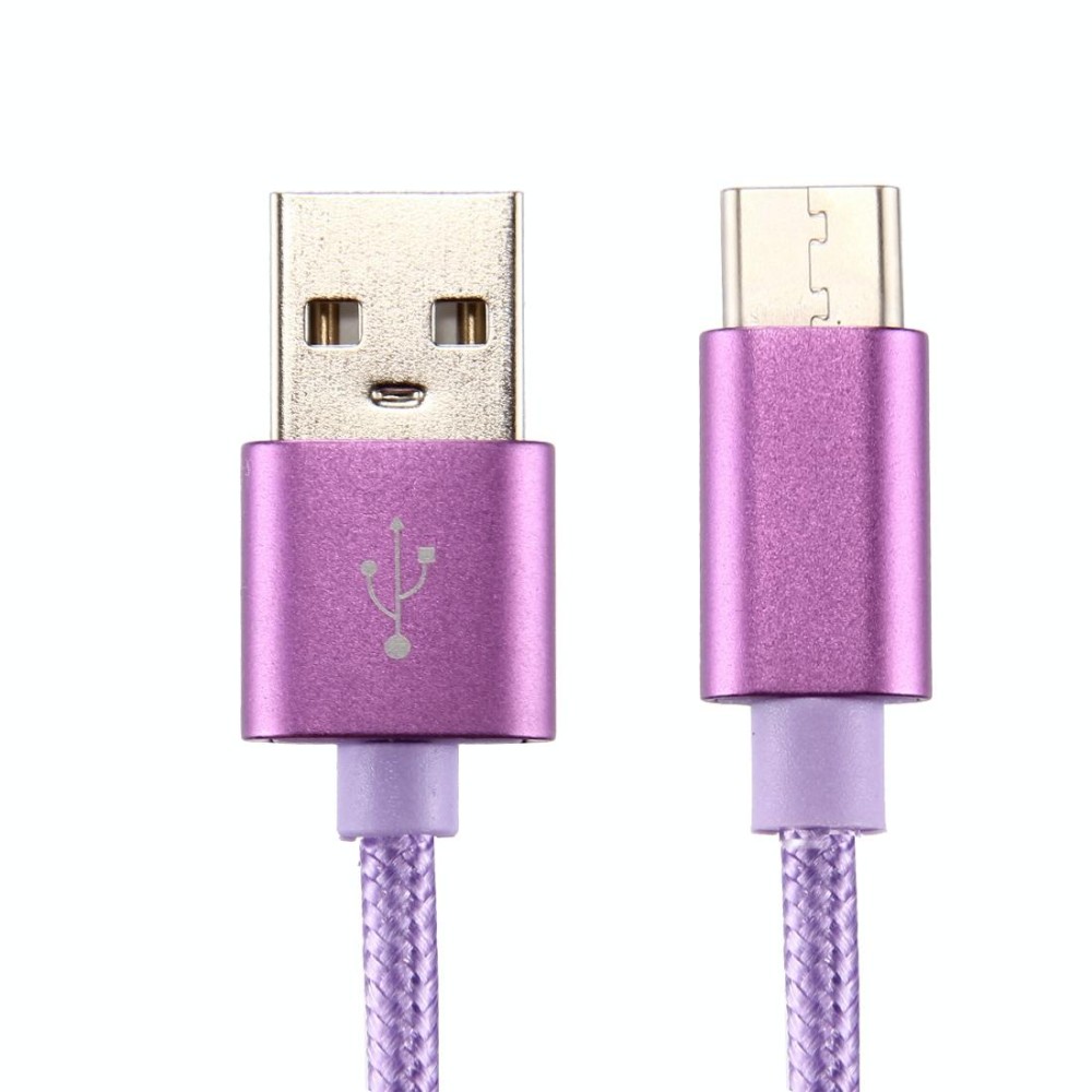Knit Texture USB to USB-C / Type-C Data Sync Charging Cable, Cable Length: 1m, 3A Total Output, 2A Transfer Data(Purple)