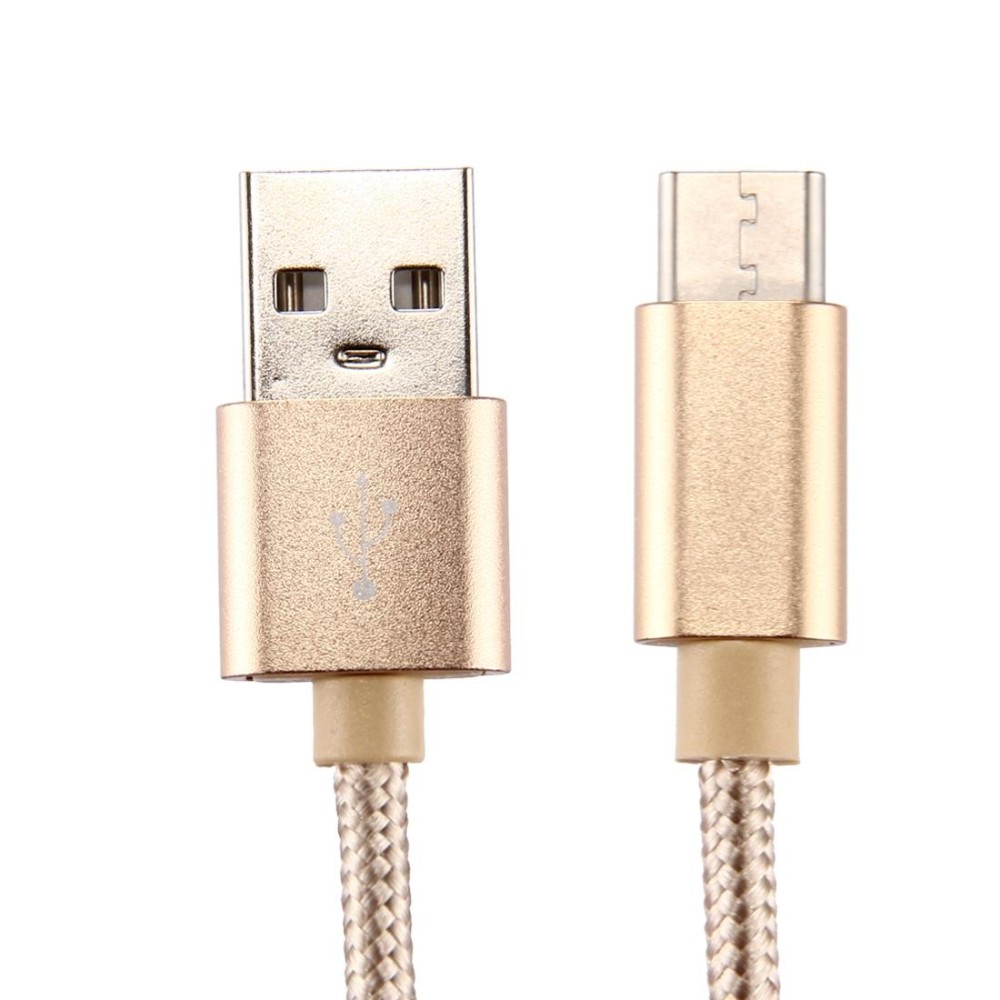 Knit Texture USB to USB-C / Type-C Data Sync Charging Cable, Cable Length: 2m, 3A Output(Gold)