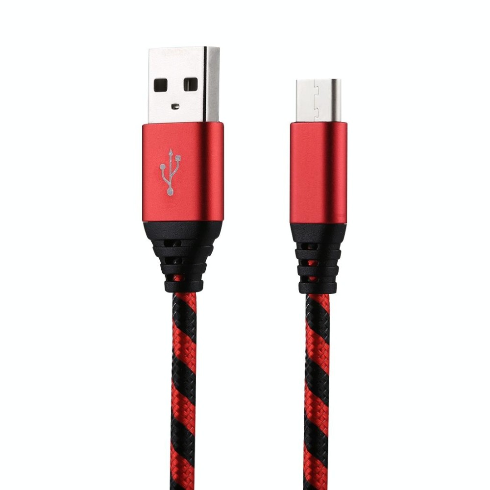 1m USB to USB-C / Type-C Nylon Weave Style Data Sync Charging Cable(Red)
