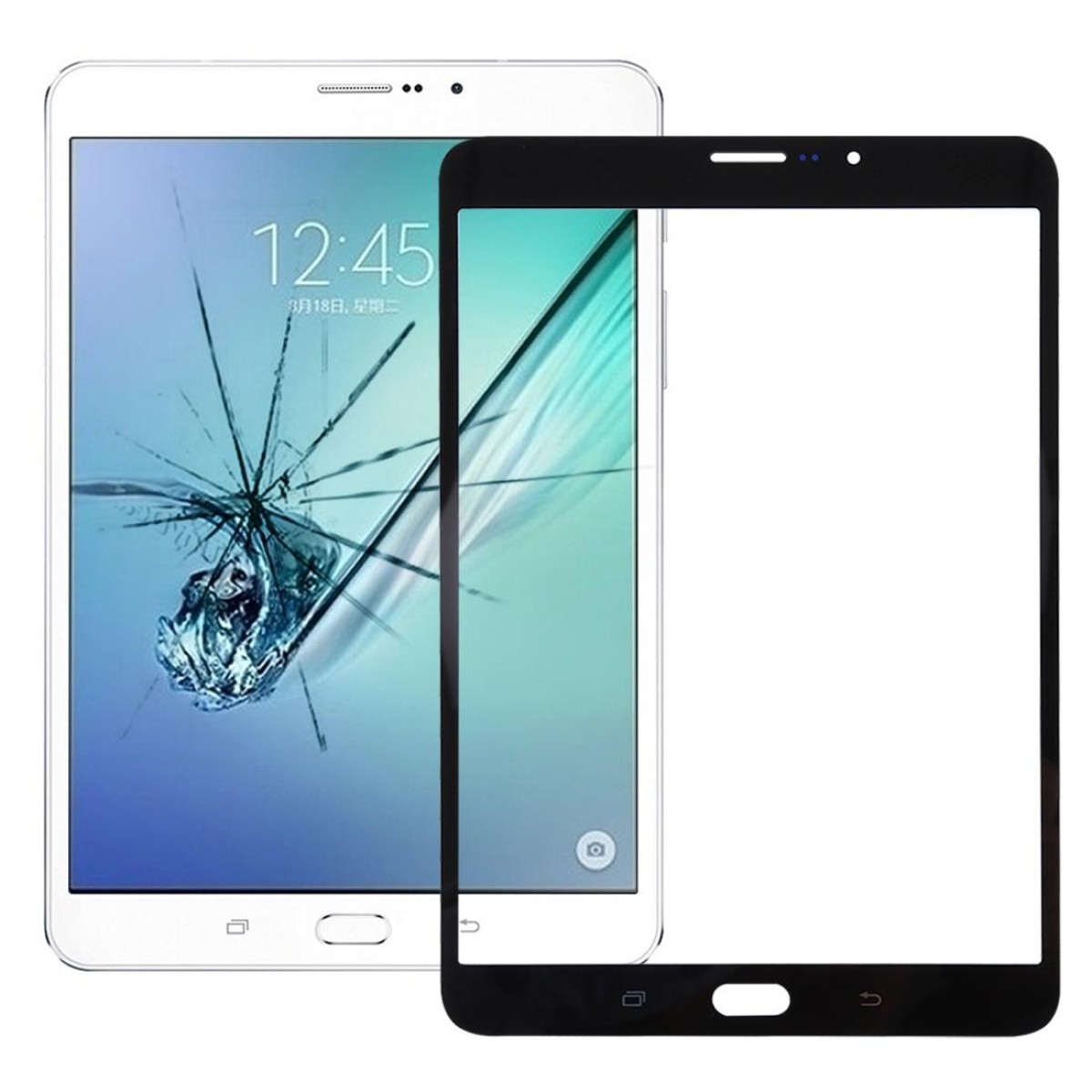 For Galaxy Tab S2 8.0 LTE / T719 Front Screen Outer Glass Lens (Black)