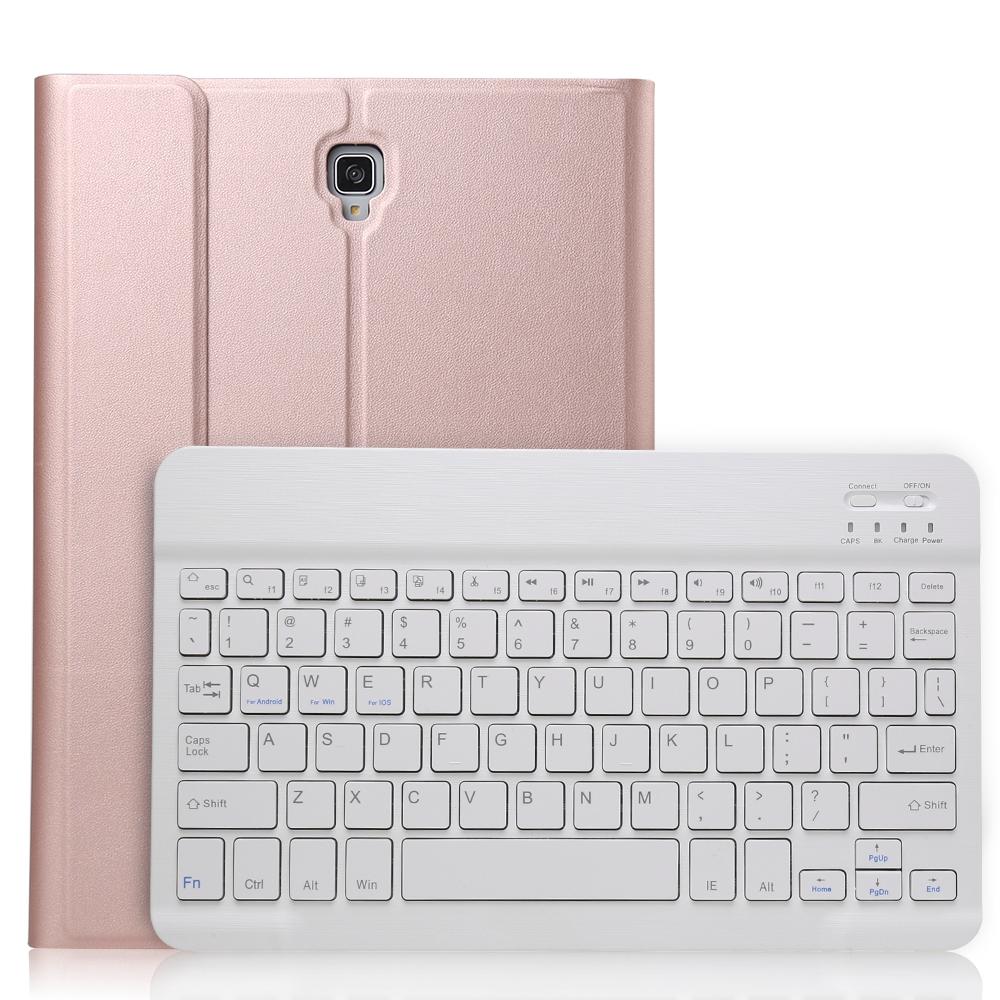 A590 Ultra-thin Detachable Magnetic Bluetooth Keyboard Leather Tablet Case for Galaxy Tab A 10.5 T590 / T595, with Holder(Rose Gold)