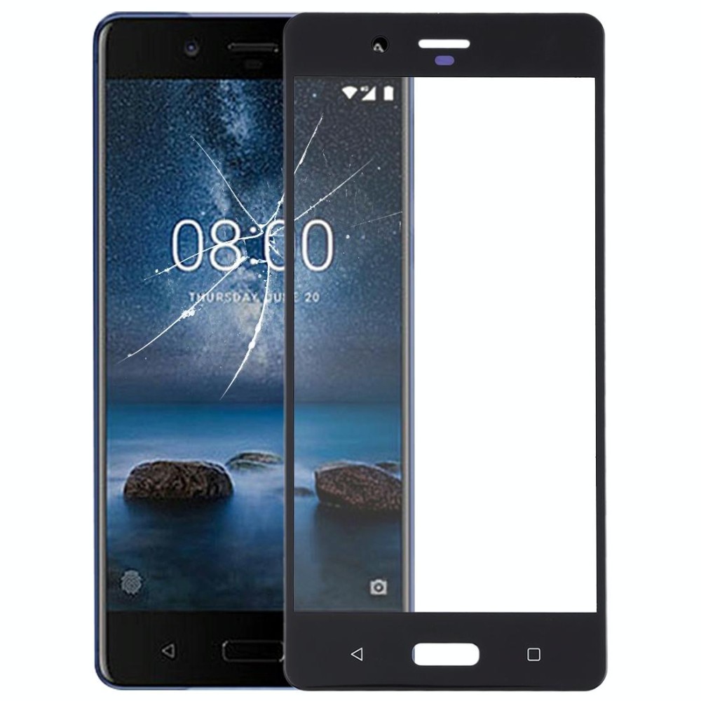 Front Screen Outer Glass Lens for Nokia 8 / N8 TA-1012 TA-1004 TA-1052(Black)
