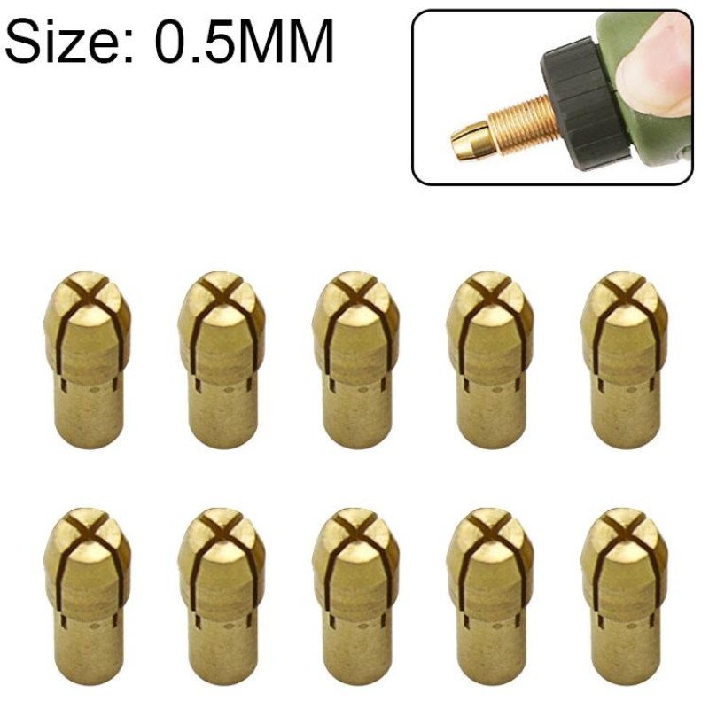 10 PCS Three-claw Copper Clamp Nut for Electric Mill Fittings，Bore diameter: 0.5mm
