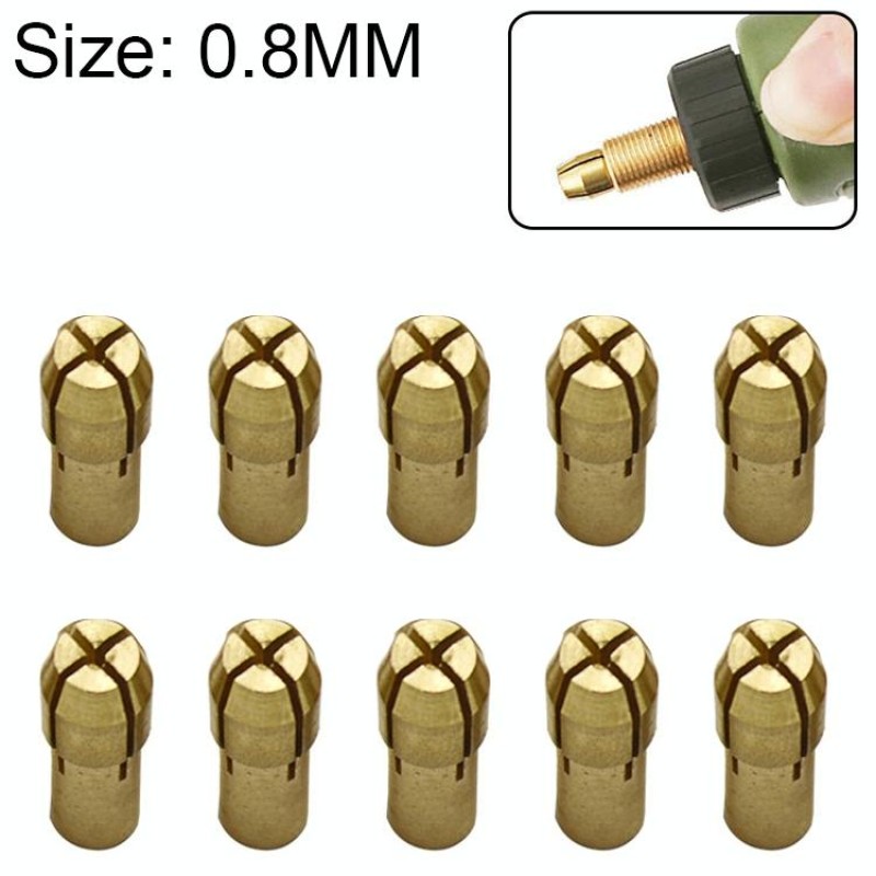 10 PCS Three-claw Copper Clamp Nut for Electric Mill Fittings，Bore diameter: 0.8mm
