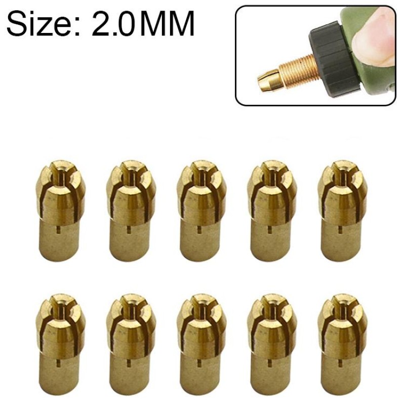 10 PCS Three-claw Copper Clamp Nut for Electric Mill Fittings，Bore diameter: 2.0mm