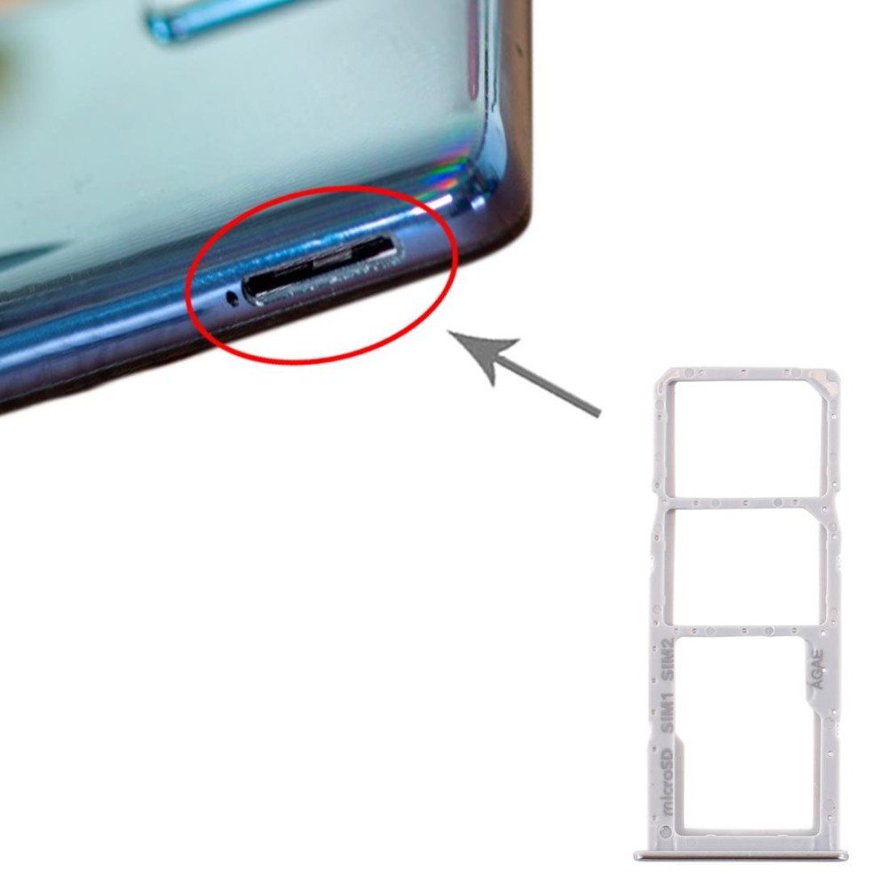 For Samsung Galaxy A71 SIM Card Tray + SIM Card Tray + Micro SD Card Tray (Silver)