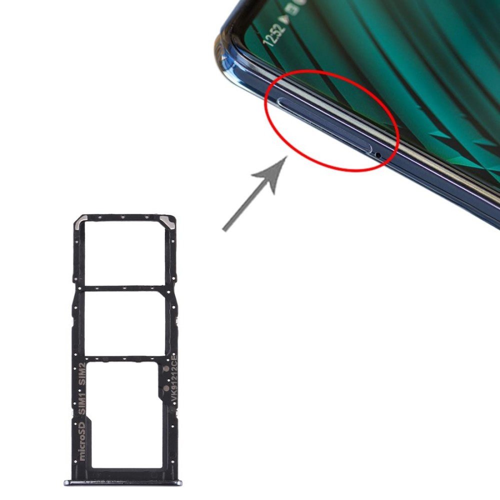 For Samsung Galaxy A51 / A515 SIM Card Tray + SIM Card Tray + Micro SD Card Tray (Black)