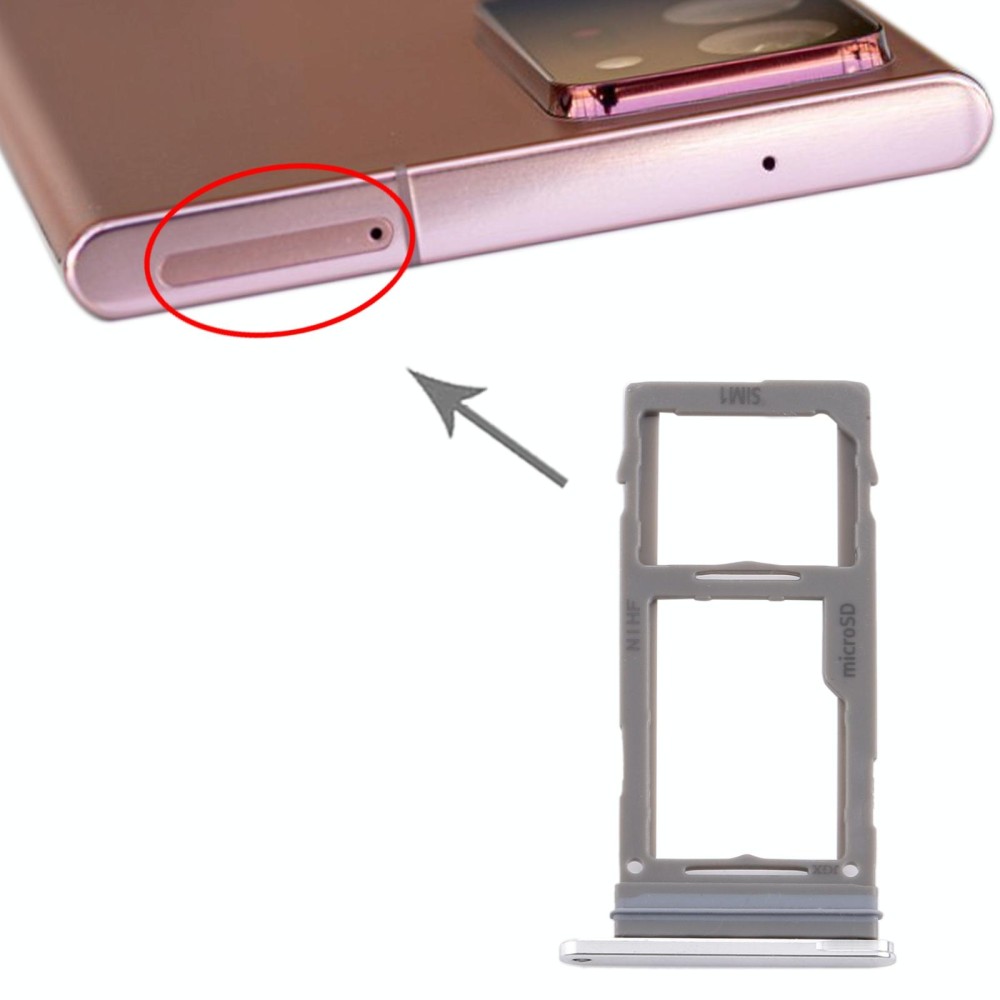 For Samsung Galaxy Note20 Ultra SIM Card Tray + Micro SD Card Tray (Silver)