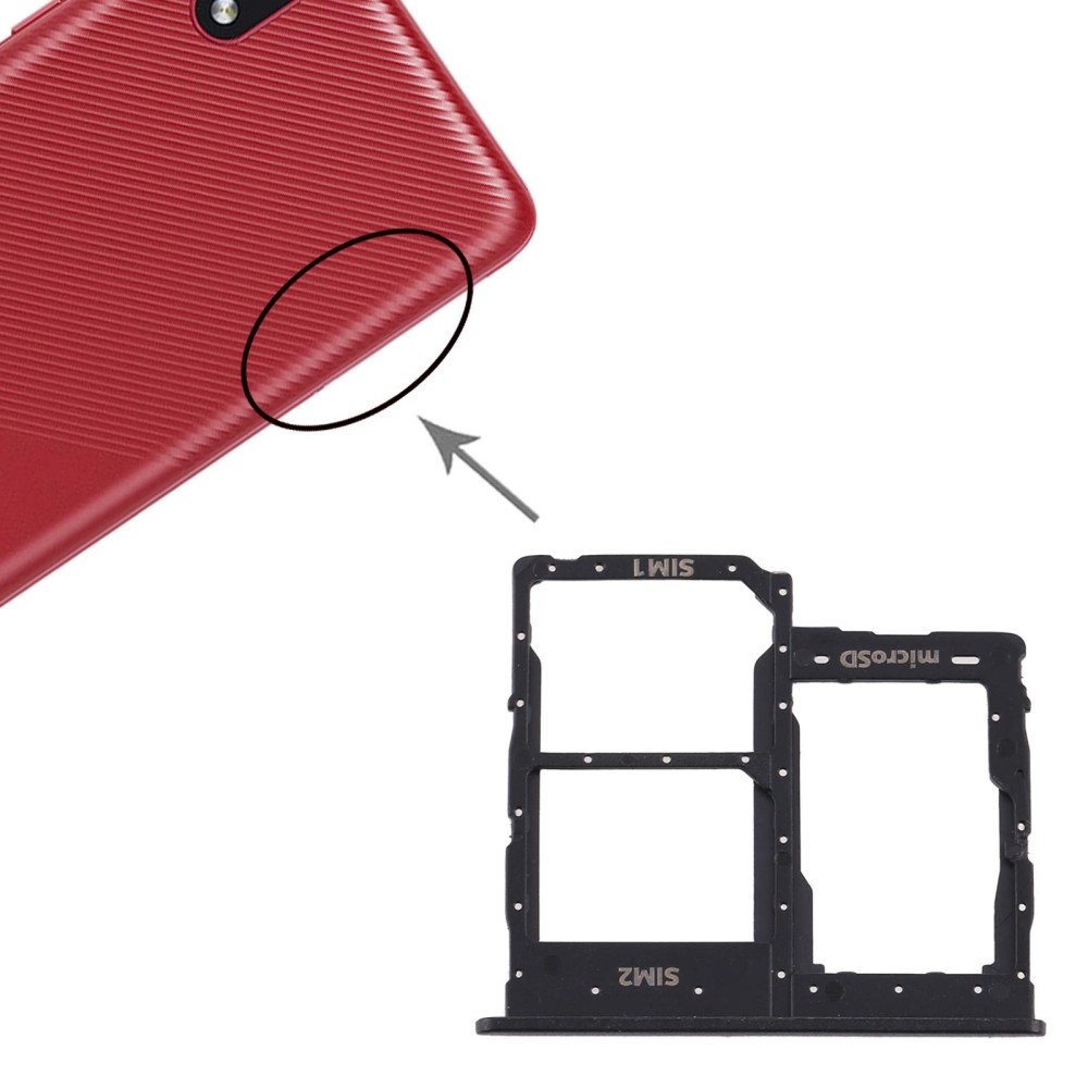 For Samsung Galaxy A01 Core SM-A013 SIM Card Tray + SIM Card Tray + Micro SD Card Tray (Black)