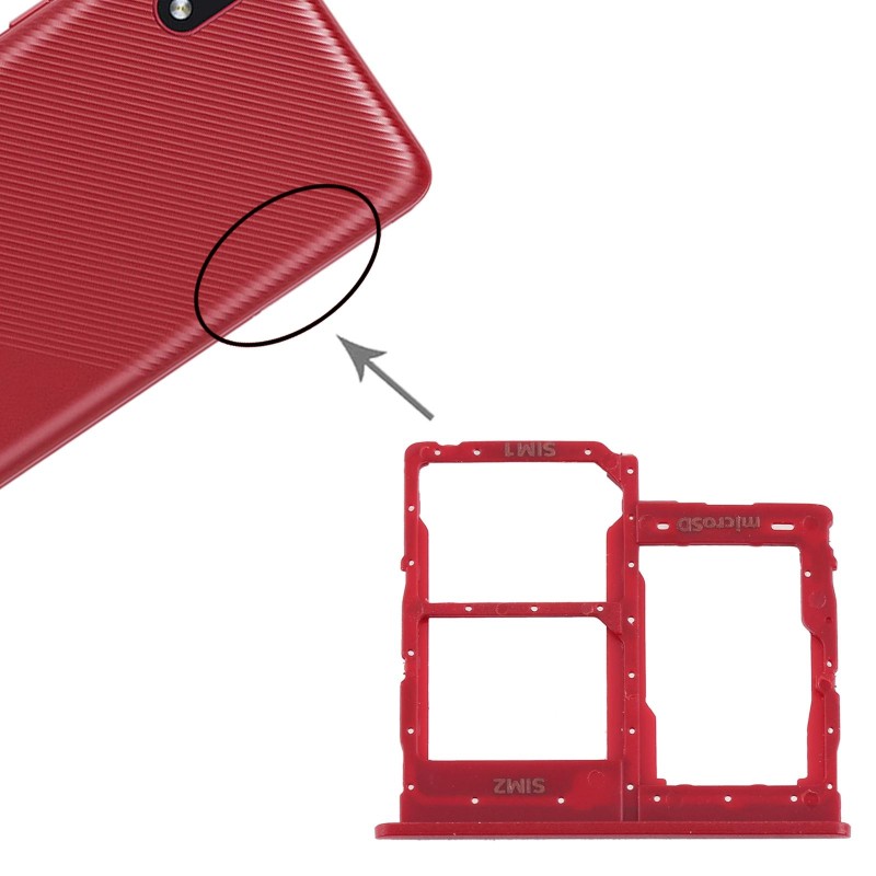 For Samsung Galaxy A01 Core SM-A013 SIM Card Tray + SIM Card Tray + Micro SD Card Tray (Red)