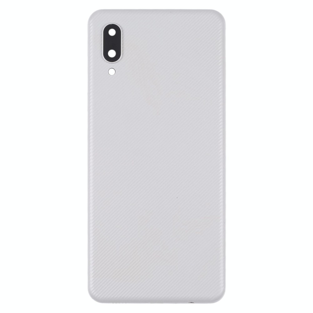 For Samsung Galaxy A02 Battery Back Cover with Camera Lens Cover (White)