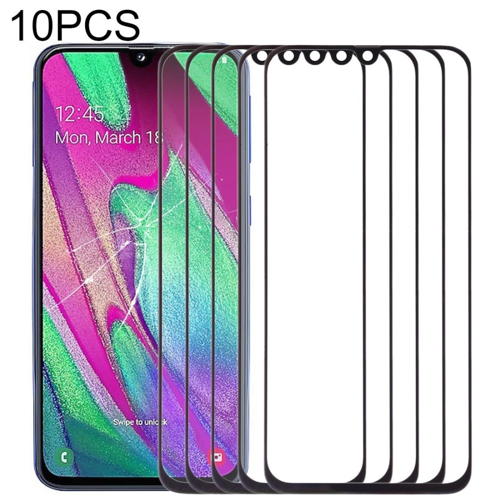 For Samsung Galaxy A40 10pcs Front Screen Outer Glass Lens (Black)