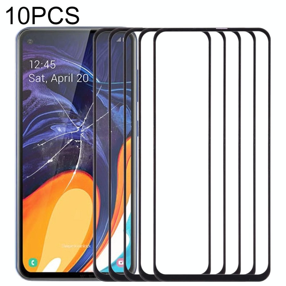 For Samsung Galaxy A60 10pcs Front Screen Outer Glass Lens (Black)