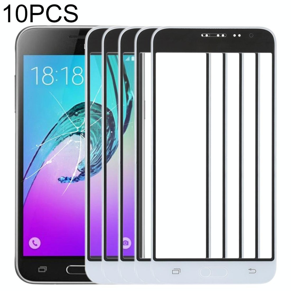 For Samsung Galaxy J3 (2016) / J320FN / J320F / J320G / J320M / J320A / J320V / J320P 10pcs Front Screen Outer Glass Lens (White)