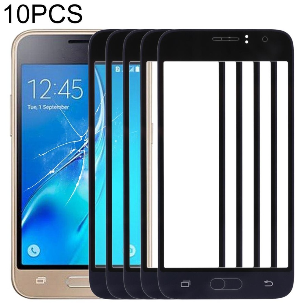 For Samsung Galaxy J1 (2016) / J120 10pcs Front Screen Outer Glass Lens (Black)