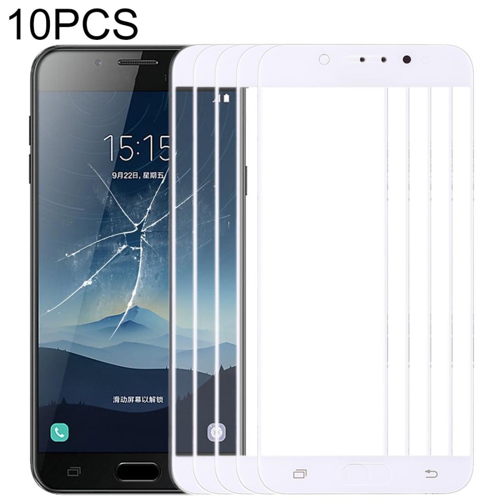 For Samsung Galaxy C8 / C7100, C7(2017) / J7+, C710F/DS 10pcs Front Screen Outer Glass Lens (White)