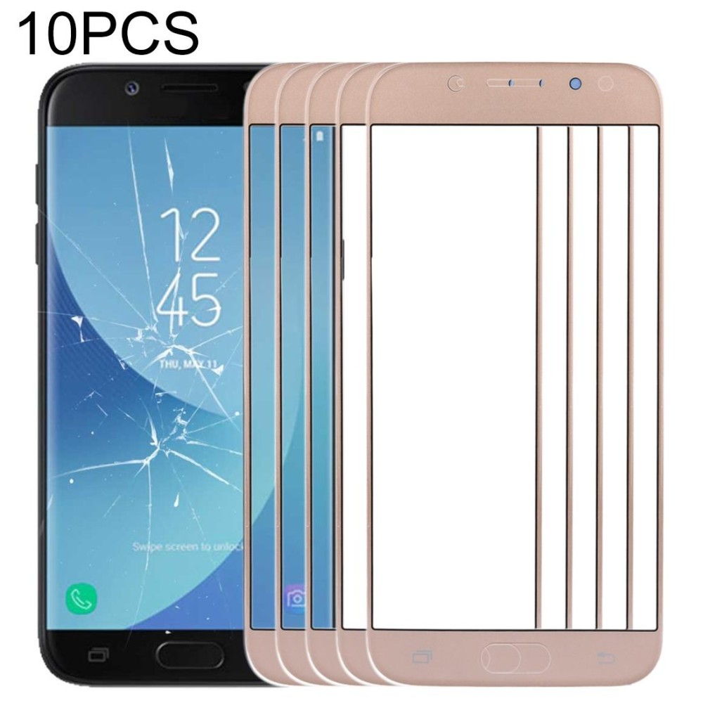 For Samsung Galaxy J5 (2017) / J530 10pcs Front Screen Outer Glass Lens (Gold)