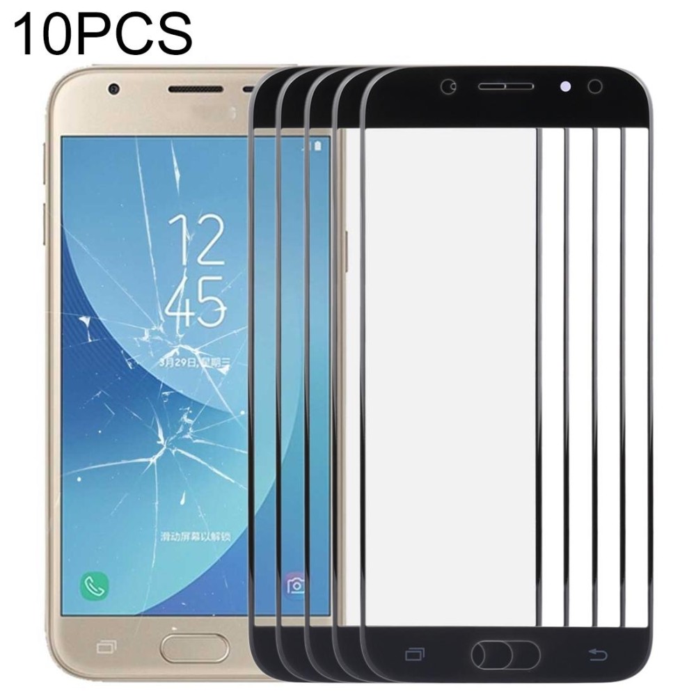 For Samsung Galaxy J3 (2017) / J330 10pcs Front Screen Outer Glass Lens (Black)