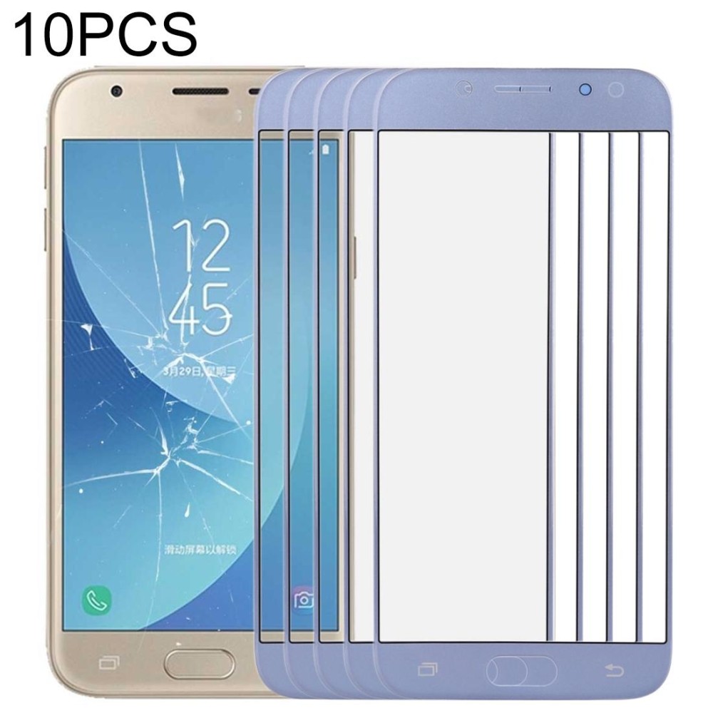 For Samsung Galaxy J3 (2017) / J330 10pcs Front Screen Outer Glass Lens (Blue)