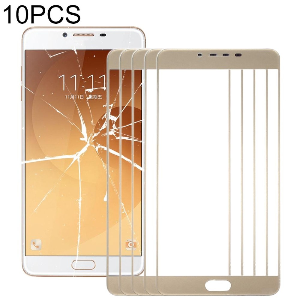 For Samsung Galaxy C9 Pro / C900 10pcs Front Screen Outer Glass Lens (Gold)