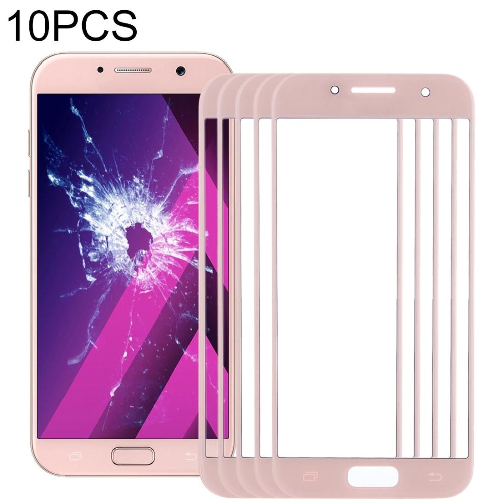 For Samsung Galaxy A7 (2017) / A720 10pcs Front Screen Outer Glass Lens (Pink)
