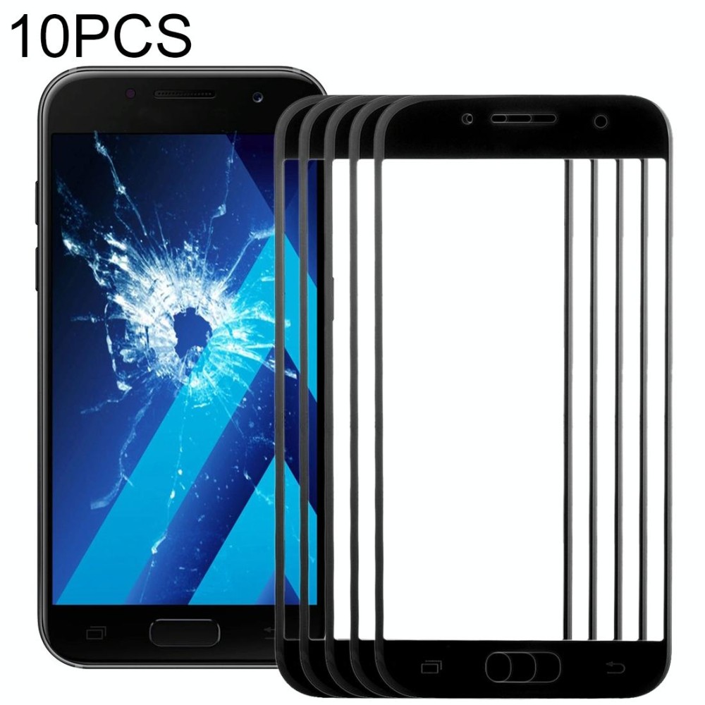 For Samsung Galaxy A3 (2017) / A320 10pcs Front Screen Outer Glass Lens (Black)
