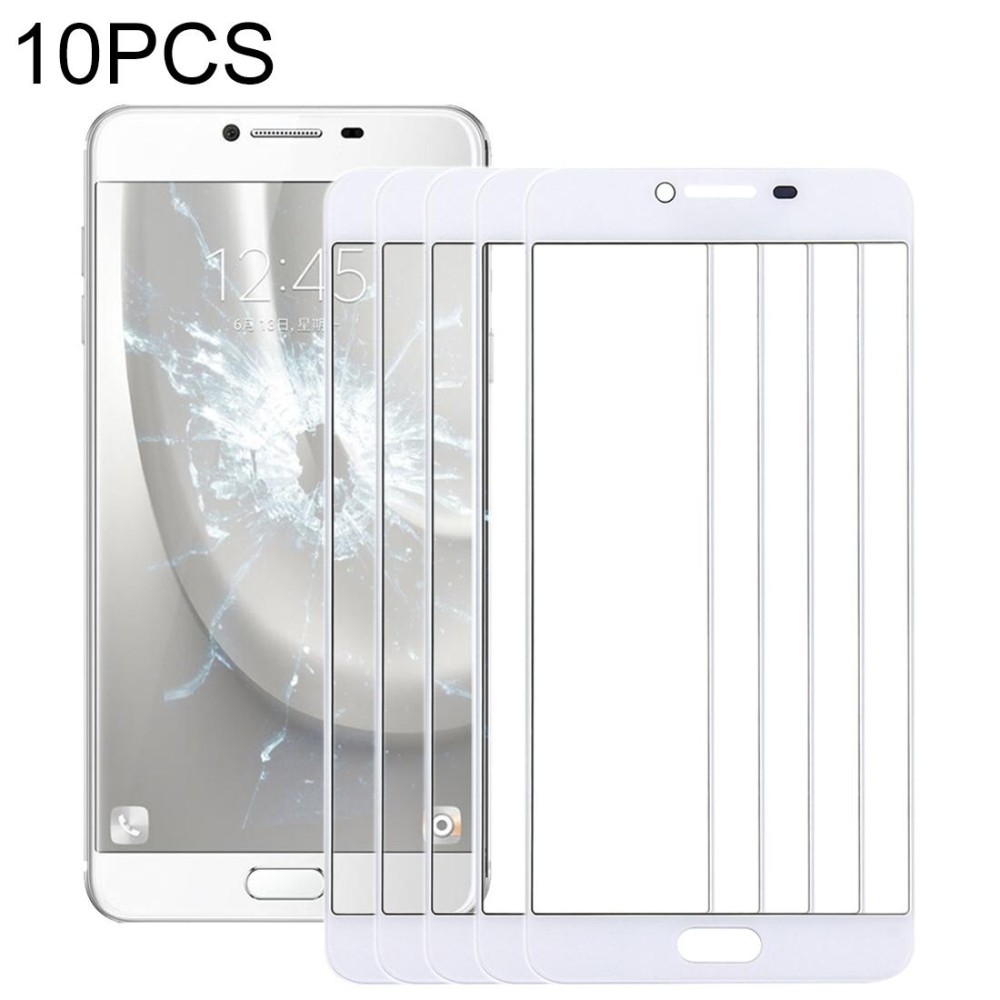 For Samsung Galaxy C5 10pcs Front Screen Outer Glass Lens (White)