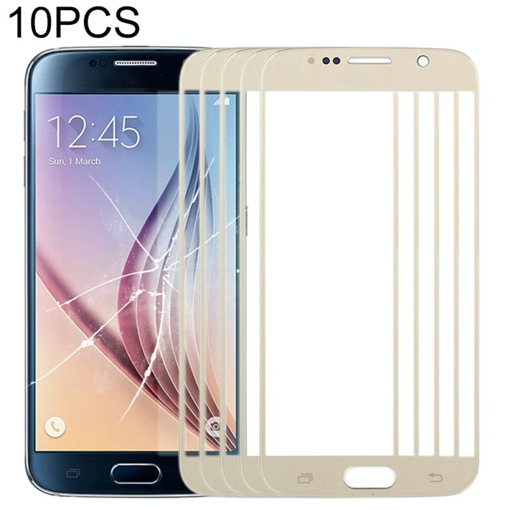 For Samsung Galaxy S6 / G920F 10pcs Front Screen Outer Glass Lens (Gold)