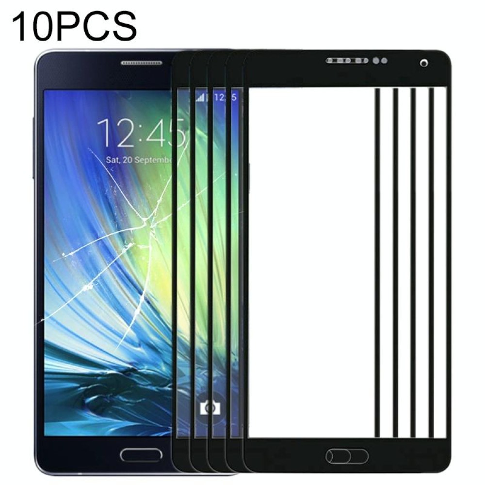 For Samsung Galaxy A7 (2015) 10pcs Front Screen Outer Glass Lens (Black)