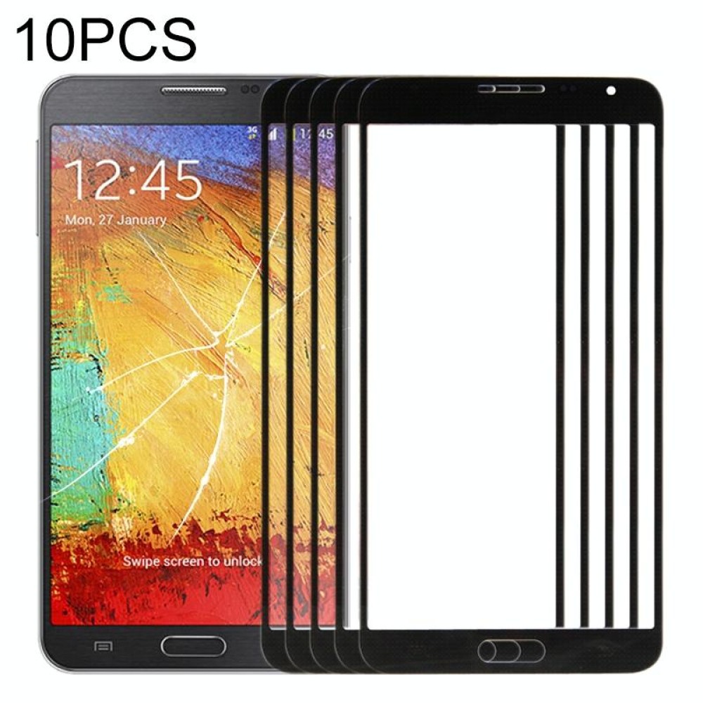For Samsung Galaxy Note 3 Neo / N7505  10pcs Front Screen Outer Glass Lens (Black)