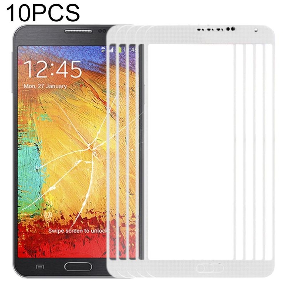 For Samsung Galaxy Note III / N9000 10pcs Front Screen Outer Glass Lens (White)