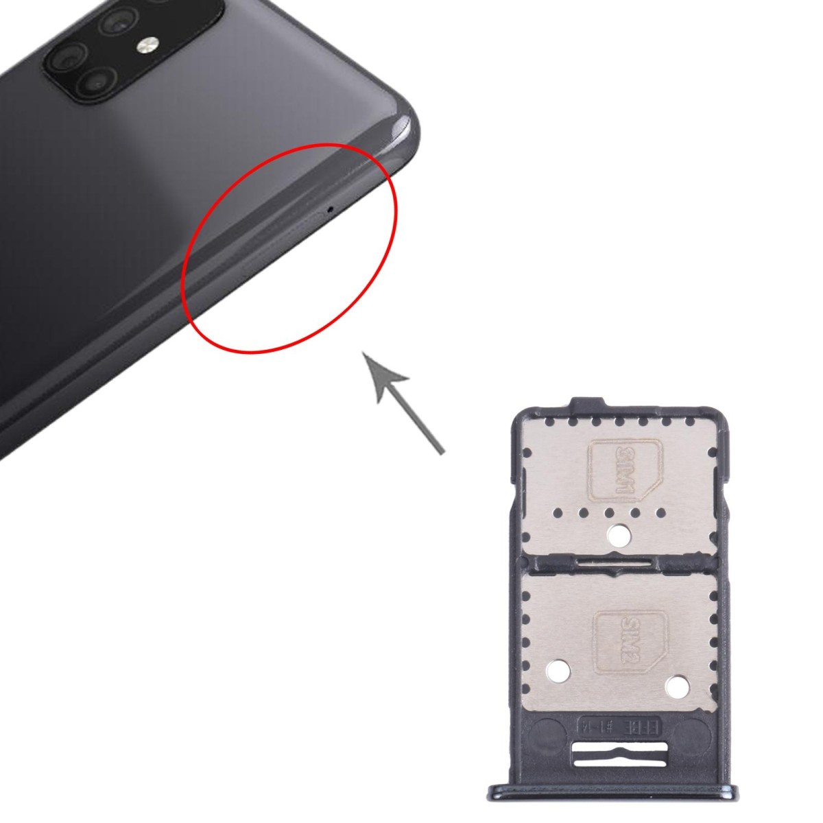 For Samsung Galaxy M31s SM-M317 SIM Card Tray + SIM Card Tray + Micro SD Card Tray (Black)