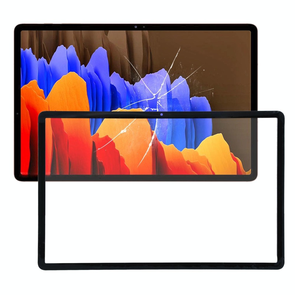 For Samsung Galaxy Tab S7+ SM-T970 Front Screen Outer Glass Lens with OCA Optically Clear Adhesive (Black)
