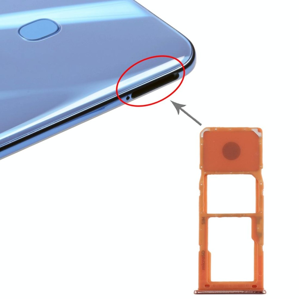 For Galaxy A20 A30 A50 SIM Card Tray + Micro SD Card Tray (Orange)