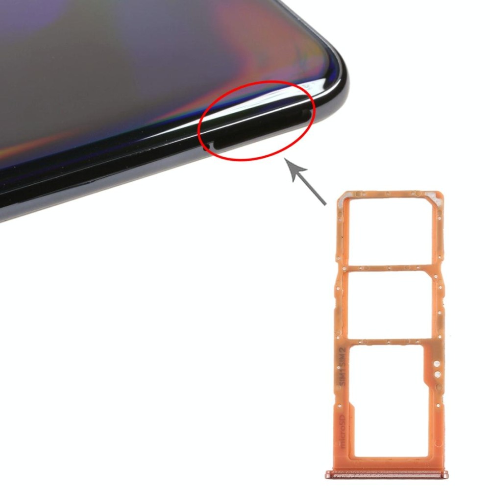 For Galaxy A70 SIM Card Tray + SIM Card Tray + Micro SD Card Tray (Orange)