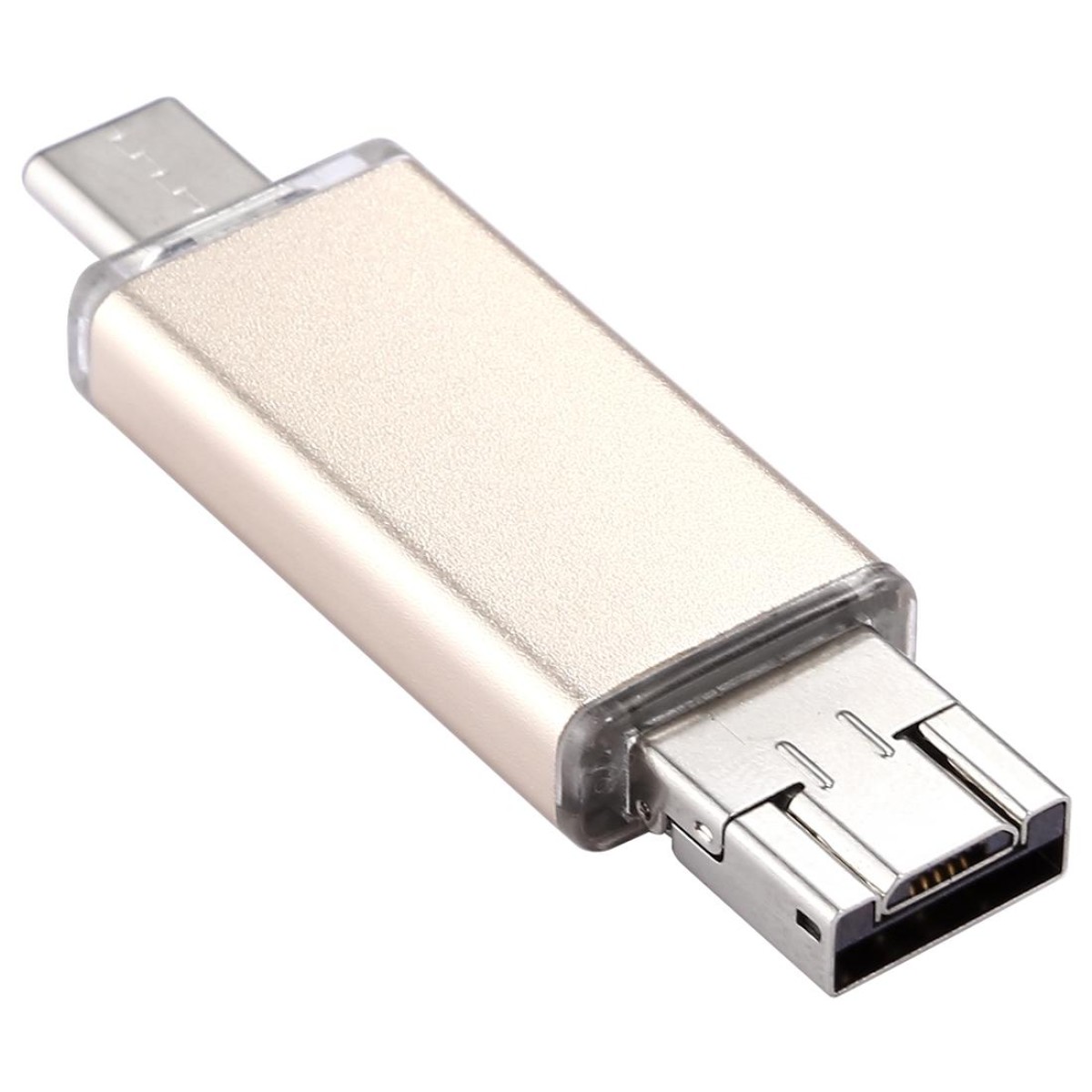 16GB 3 in 1 USB-C / Type-C + USB 2.0 + OTG Flash Disk, For Type-C Smartphones & PC Computer(Gold)