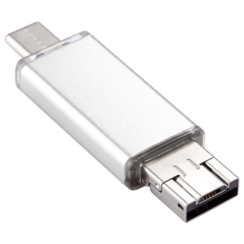 32GB 3 in 1 USB-C / Type-C + USB 2.0 + OTG Flash Disk, For Type-C Smartphones & PC Computer (Silver)