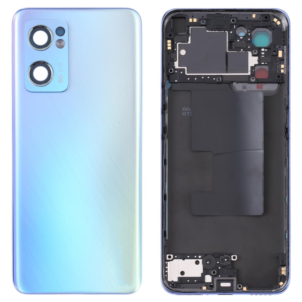 For OPPO Reno7 5G CPH2371 Battery Back Cover with Middle Frame (Blue)